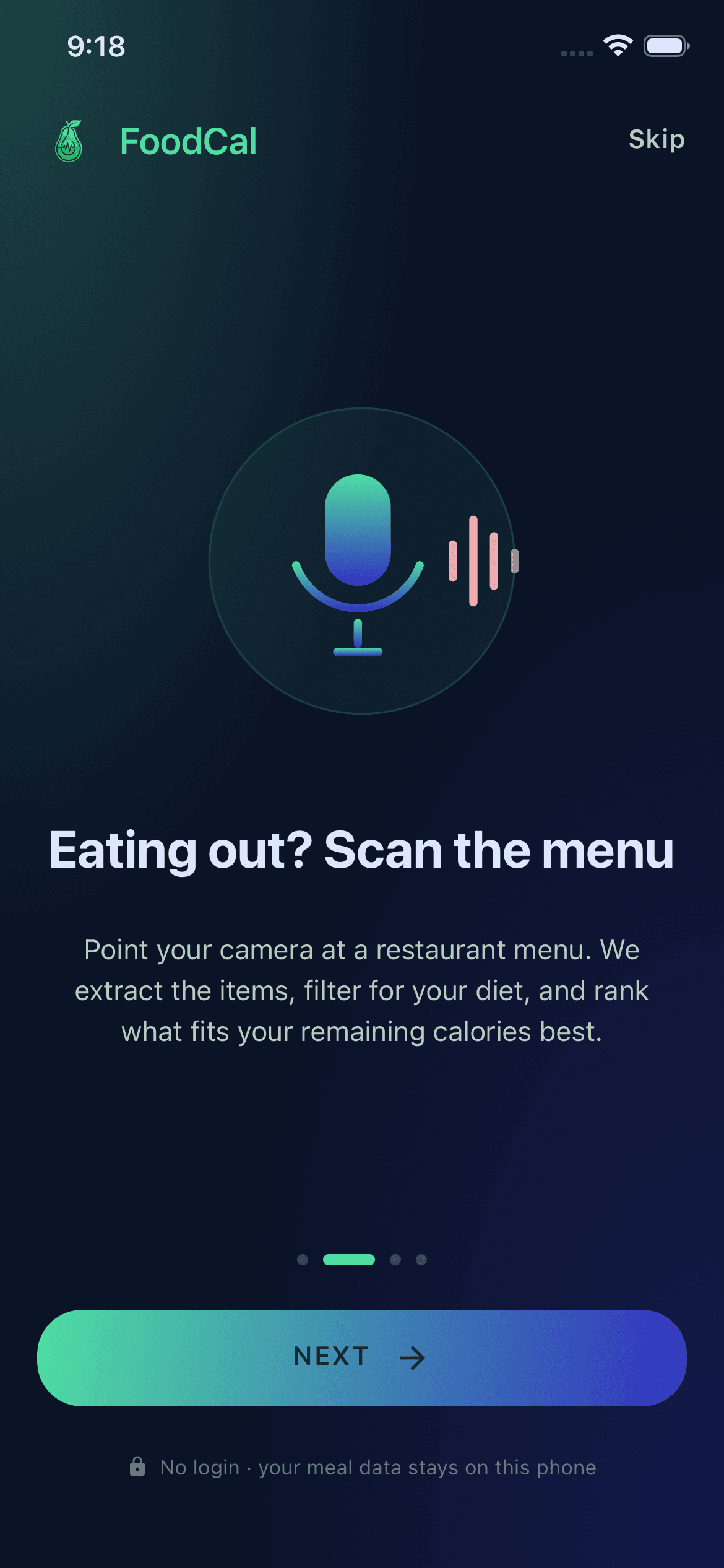 Voice & menu scan